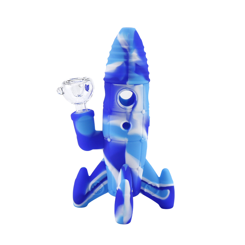 Silicone and Glass Rocket Ship Water Pipe Hand Pipe Mini Bong