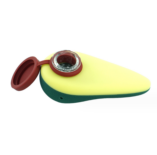 4'' Silicone Avocado Hand Pipe with Lid