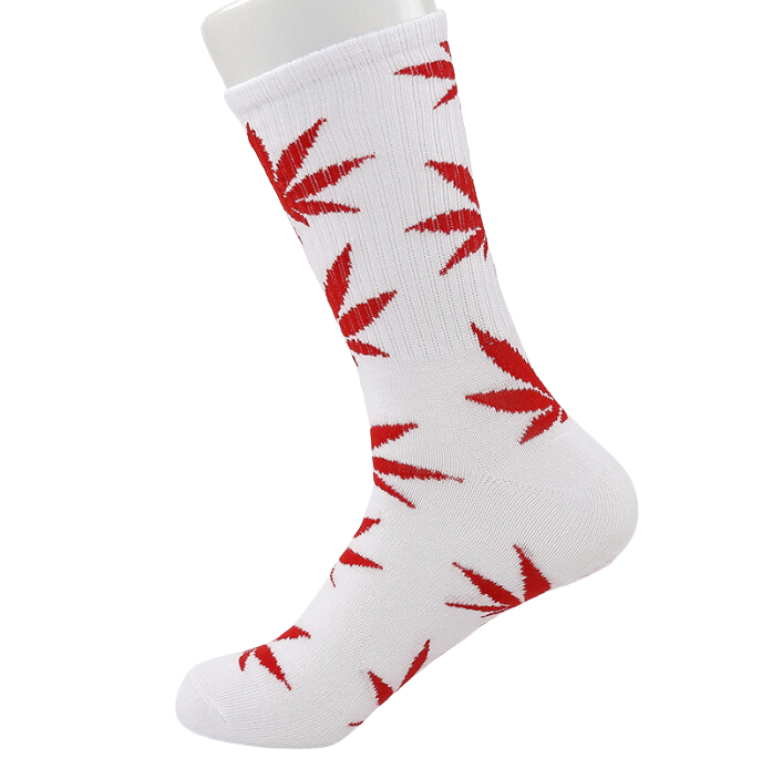 Cannabis Weed Marijuana Leaf Unisex Hip Hop Street Fashion Comfortable Cotton Crew Socks