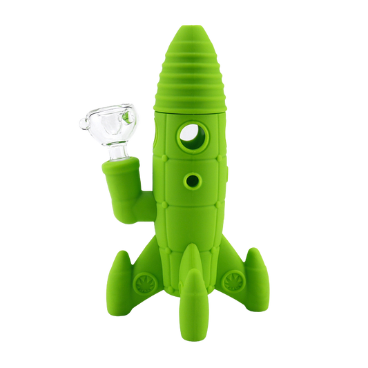 Silicone and Glass Rocket Ship Water Pipe Hand Pipe Mini Bong