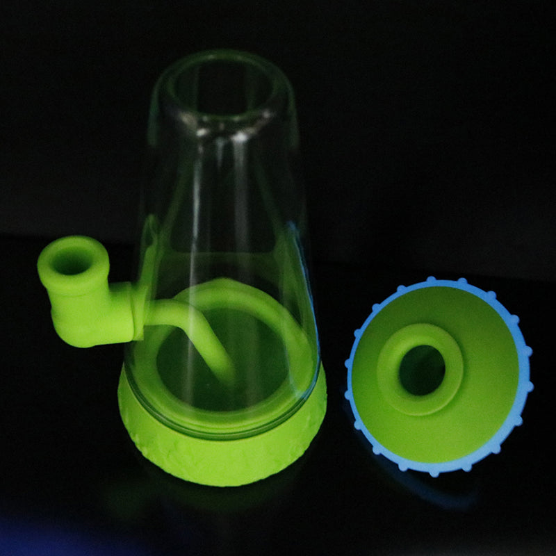 UFO Flying Saucer Silicone Glass Water Pipe with Night Glow Rim