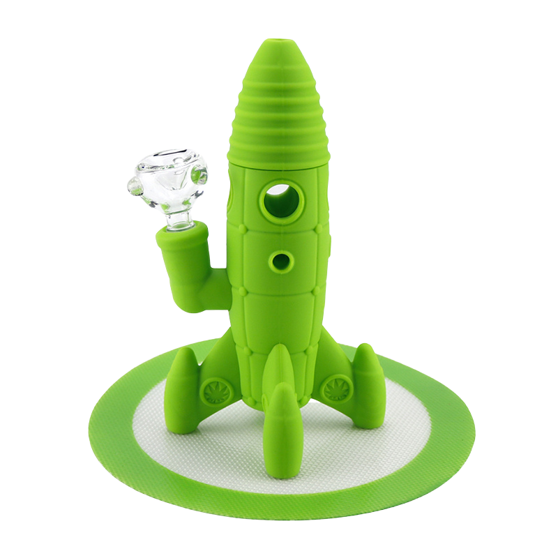 Silicone and Glass Rocket Ship Water Pipe Hand Pipe Mini Bong