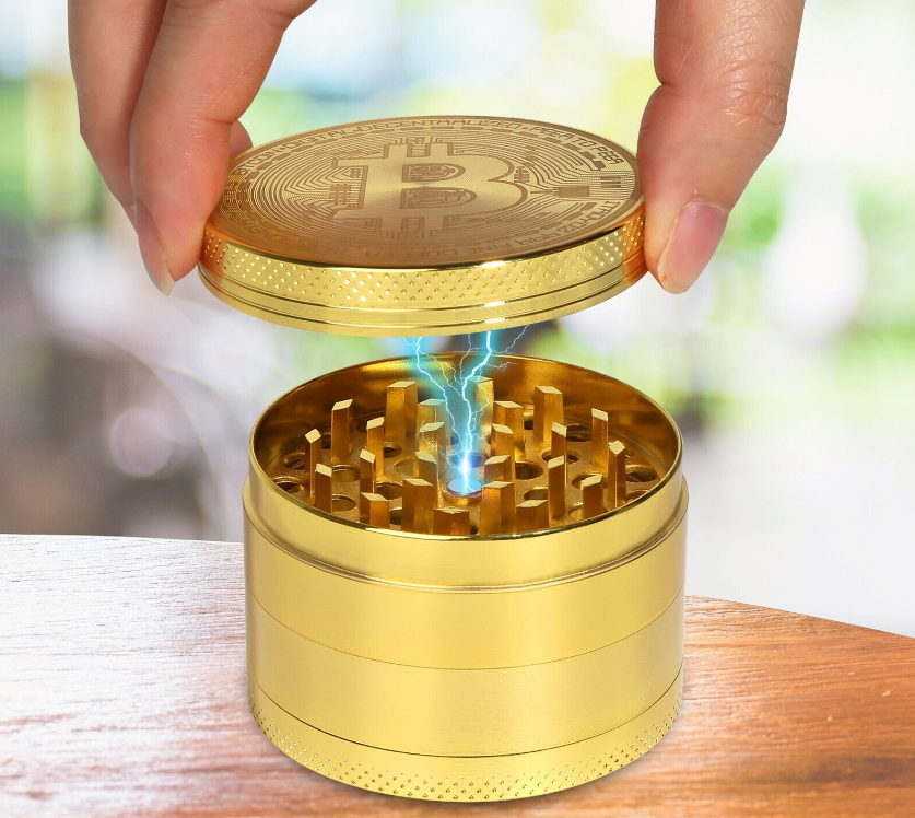 2.5 Inches 4 Piece Bitcoin Metal Grinder