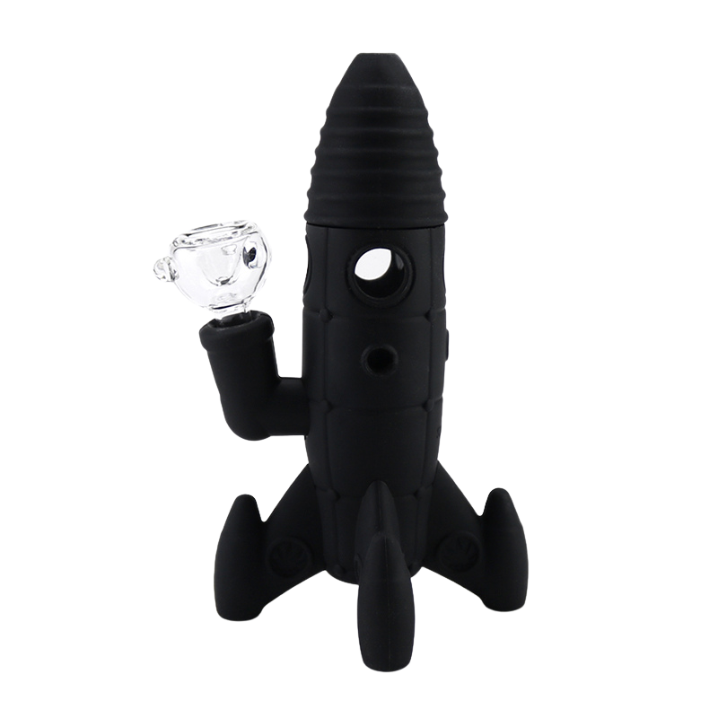 Silicone and Glass Rocket Ship Water Pipe Hand Pipe Mini Bong