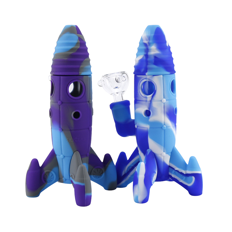 Silicone and Glass Rocket Ship Water Pipe Hand Pipe Mini Bong